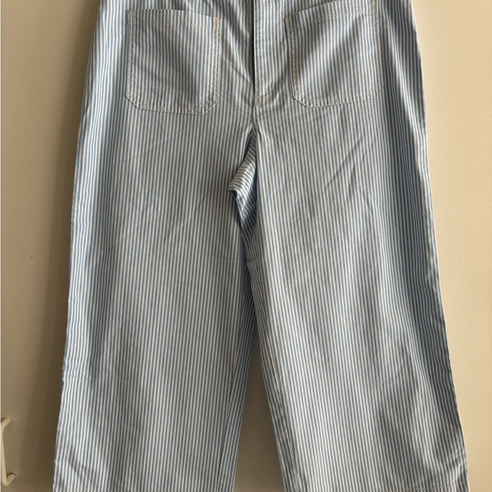 LOFT Blue Striped Wide Leg Pants